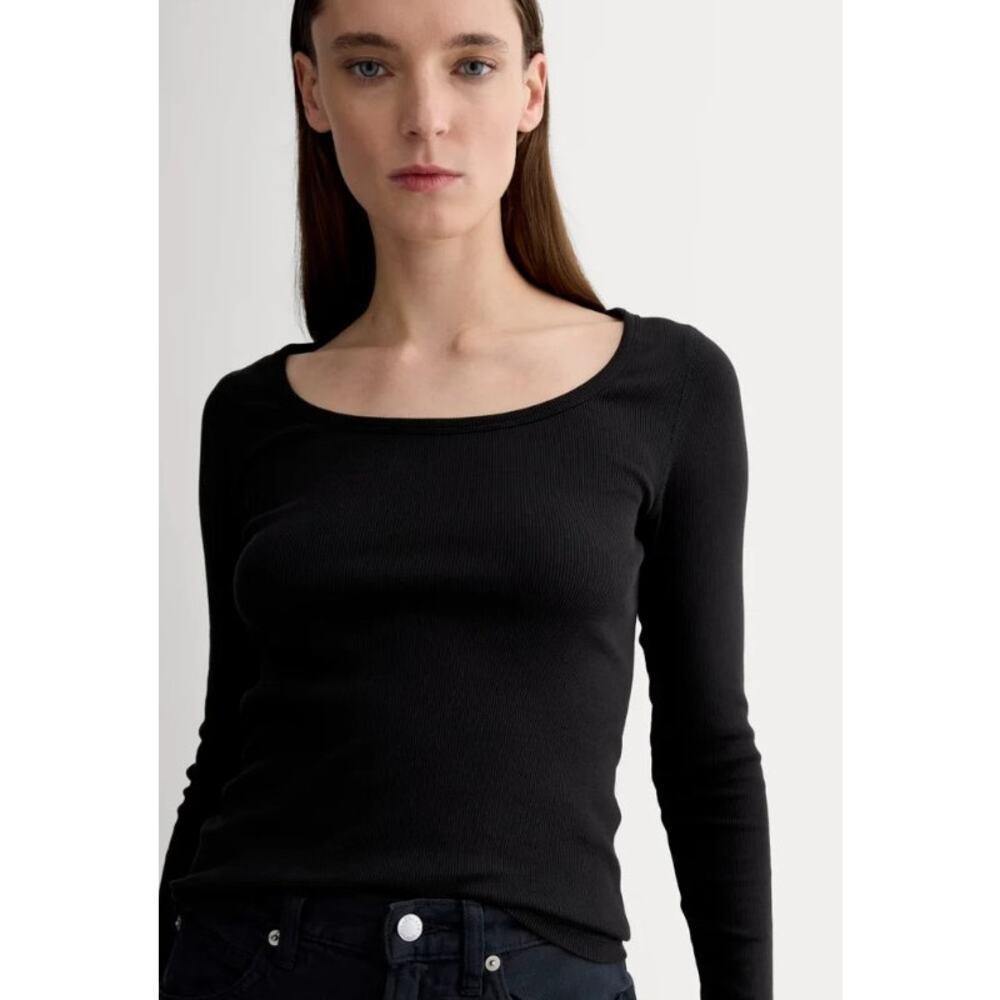 Everlane The Luxe Rib Long-Sleeve Supima Cotton Scoop-Neck Tee - Picture 8 of 8